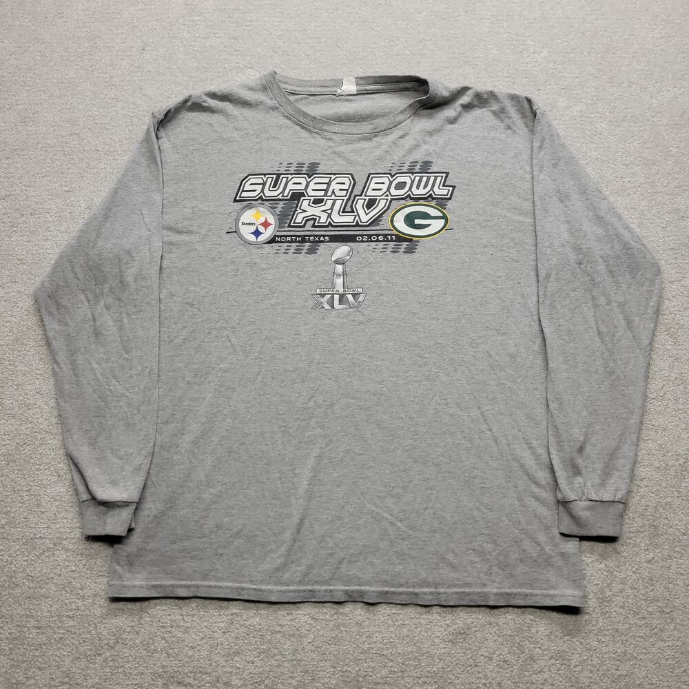 Super Bowl XLV 45 Steelers Packers 2011 Delta Pro Weight Long Sleeve Shirt XL